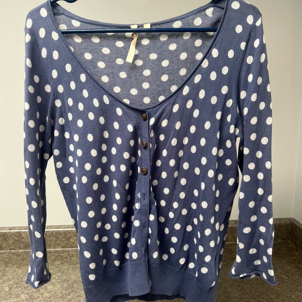 Jigsaw Navy Polka Dot Sweater